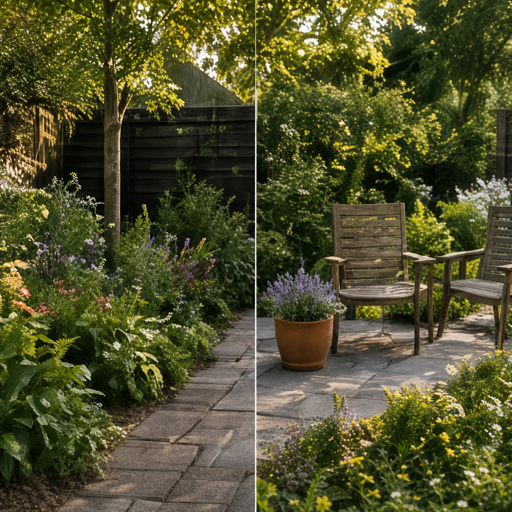 Voor en na: van leeg gazon naar een gezinstuin met terras en beplanting